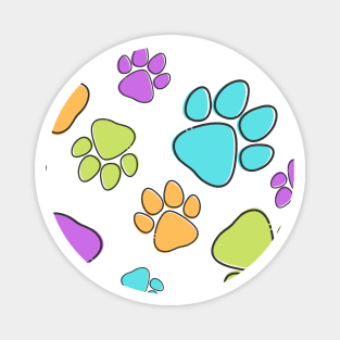 Kids Pawprint Pattern – Orange Purple Green Blue Magnet